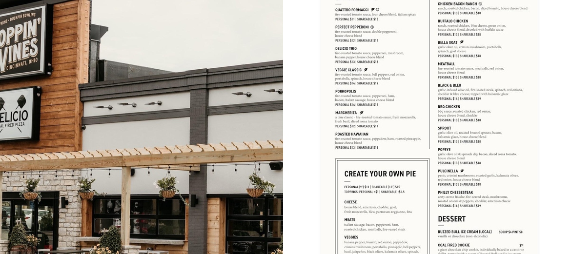 Delicio Coal Fired Pizza - Hyde Park Menu